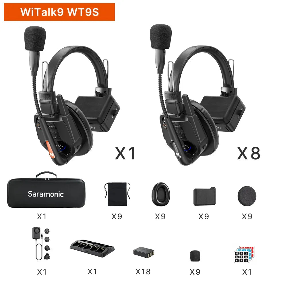 Witalk9システム|フルダップレックスワイヤレスインターコムヘッドセットシステム